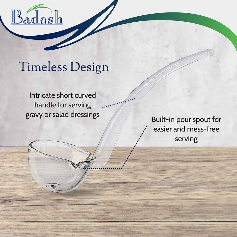Badash 6" Small Glass Gravy Ladle, Artisan Heritage Quality Mouth-Blown Lead-Free Crystal, Elegant Small Spoon-Sized Serving Clear Utensil perfect For Sauce & Salad Dressing, Presentation Packaging - Image 2
